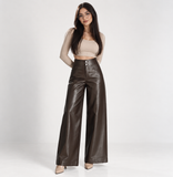 Pantalones de Cuero Efecto Wide Leg