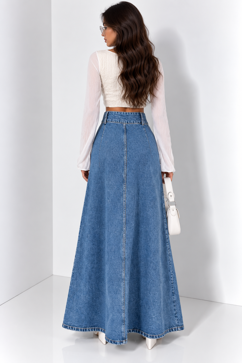 Falda Midi Vaquera Larga